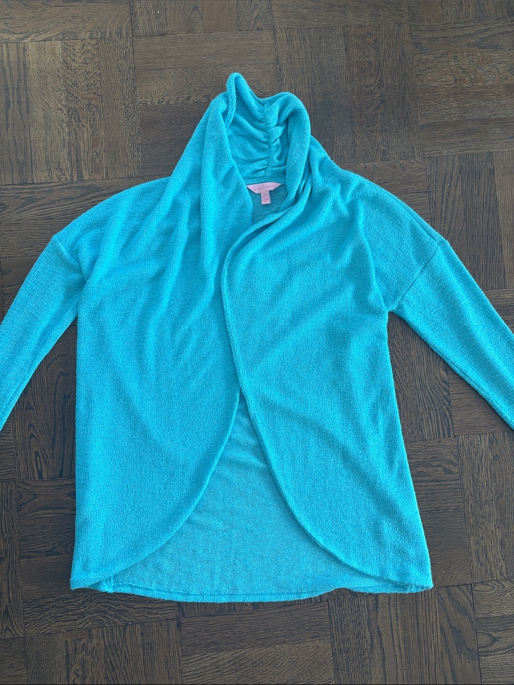 Lilly Pulitzer Turquoise Open-Front Draped Cardigan